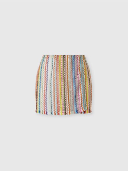 Mini skirt in printed zigzag tulle, Multicoloured  - MC25SH00BR014LSM9ZA