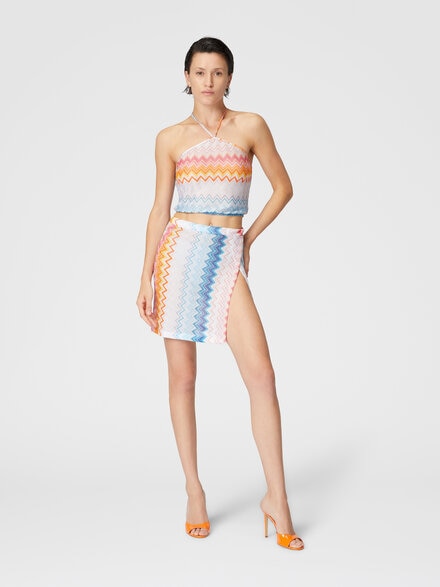 Zig zag lamé viscose blend sarong mini skirt, Multicoloured  - MC25SH01BR00ZYSM9MW