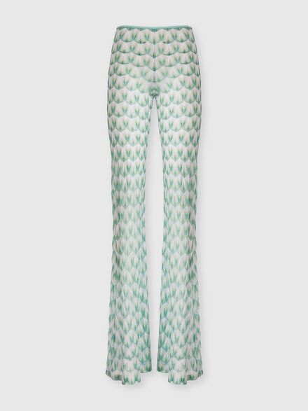 Flared trousers in floral-pattern viscose, Multicoloured  - MC25SI00BR014IS72OR