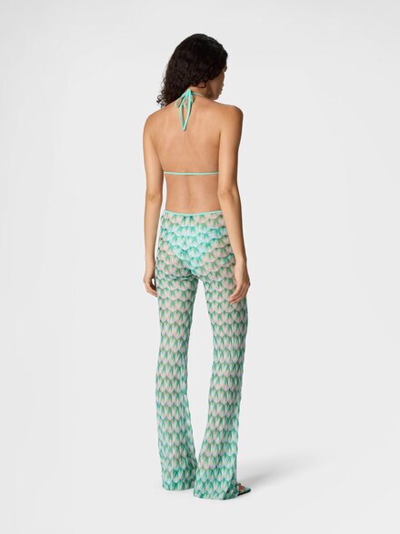 Flared trousers in floral-pattern viscose, Multicoloured  - MC25SI00BR014IS72OR