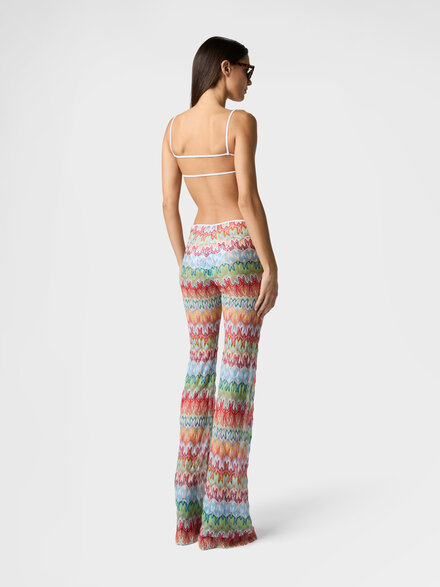 Pantalones acampanados en viscosa con estampado floral, Multicolor  - MC25SI00BR014ISMSMS