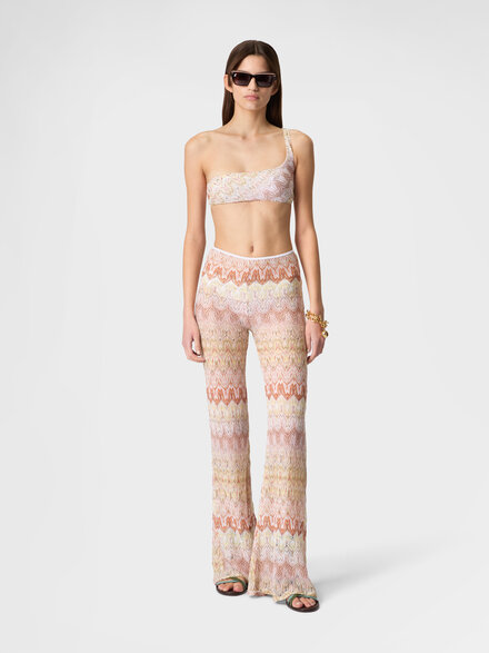 Pantalones flare de encaje flammeado, Rosa & Dorado - MC25SI00BR015FS2099