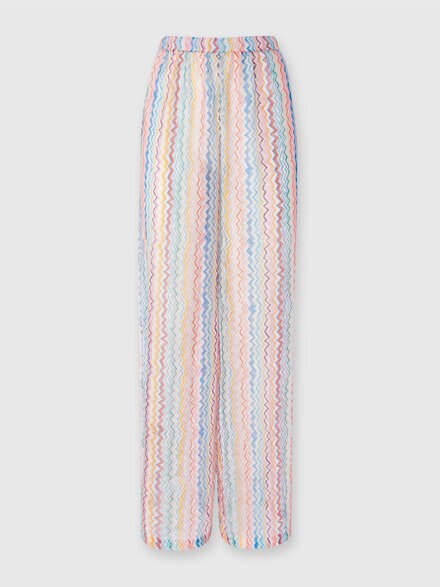 Pantaloni palazzo con motivo a zig zag, Multicolore  - MC25SI01BR0130SM9QJ