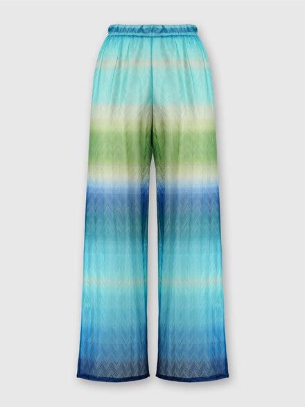 Straight Pants with Faded Striped Pattern, Blue & Green - MC25SI01BR013XS72NQ