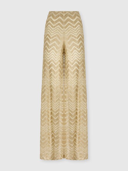 Pantalones amplios de red con motivo zigzag y lentejuelas, Dorado - MC25SI01BV00ITS10C4