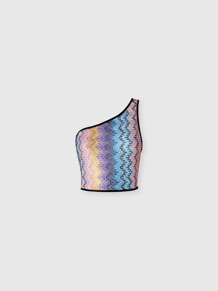 Printed lace one-shoulder top, Multicoloured  - MC25SK01BR012WS507I