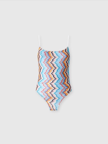 Maillot de bain une pièce sportif avec motif zigzag, Multicolore  - MC25SP01BC005JS72LG