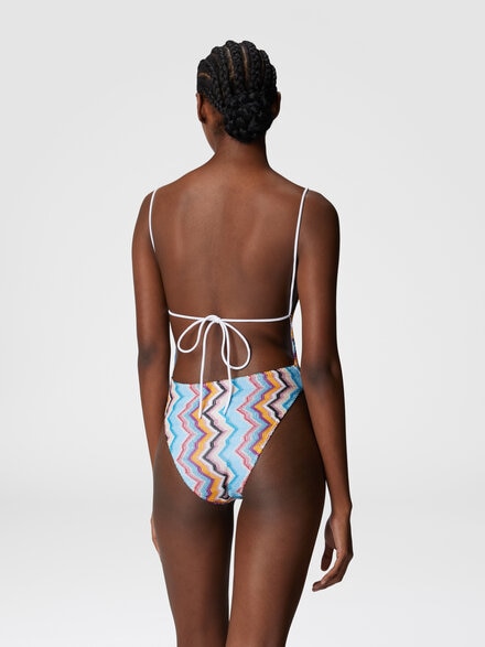 Sporty one-piece swimsuit with zig zag pattern, Multicoloured  - MC25SP01BC005JS72LG