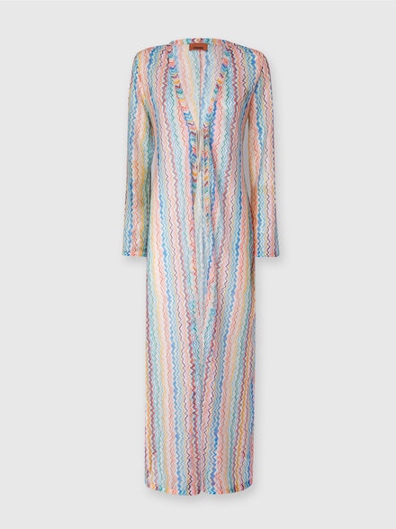 Copricostume cardigan lungo con scollo a V, Multicolore  - MC25SQ05BR0130SM9QJ