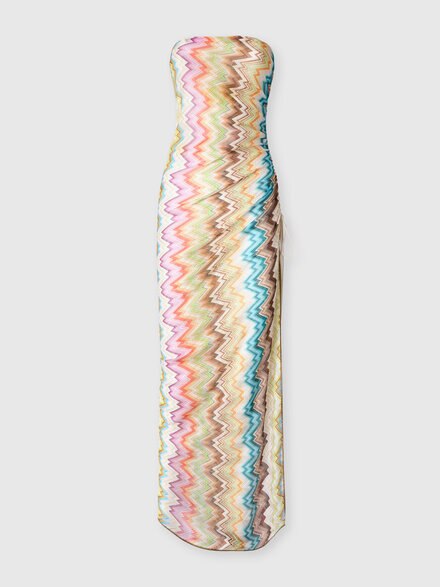 Copricostume lungo con stampa zig zag irregolare, Multicolore  - MC25SQ07BR015HSMSNZ
