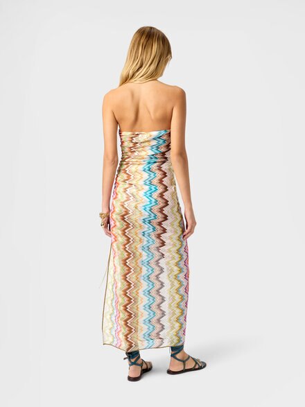 Copricostume lungo con stampa zig zag irregolare, Multicolore  - MC25SQ07BR015HSMSNZ
