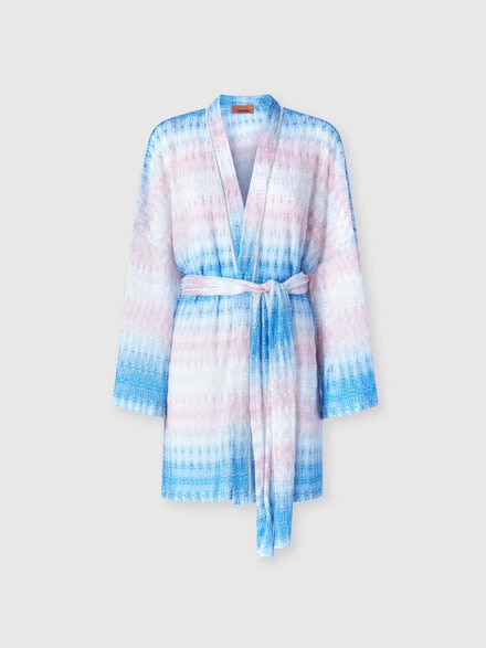 Short sleeve cover-up, Blue & Pink   - MC25SQ09BR0131S72L3