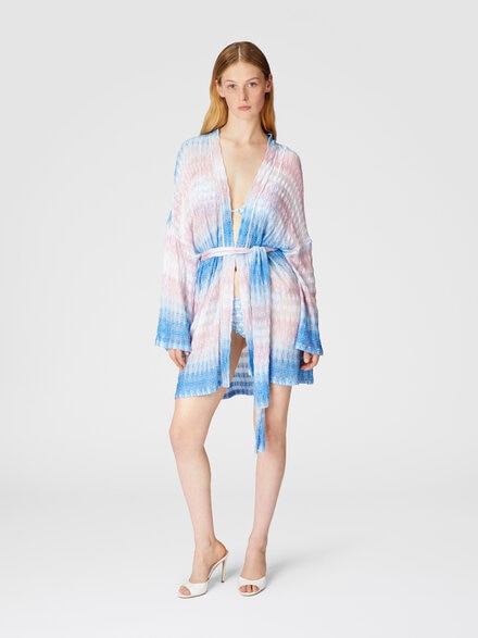 Short sleeve cover-up, Blue & Pink   - MC25SQ09BR0131S72L3