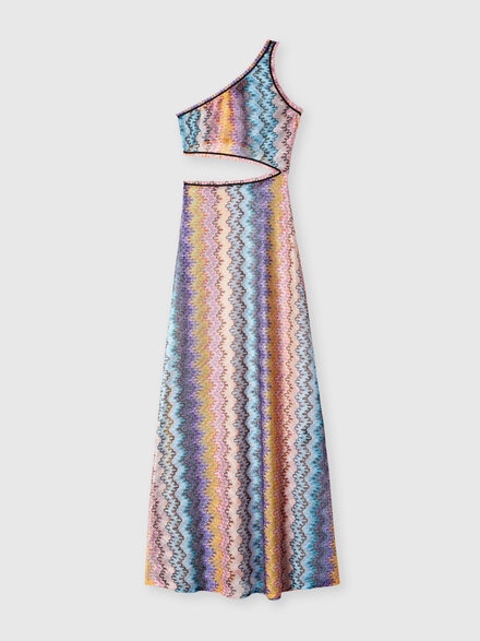 Langes Monospalla-Strandkleid mit Cut-out-Detail, Mehrfarbig  - MC25SQ0CBR012WS507I