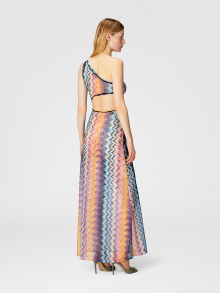 Long one-shoulder cover-up with cut-out detail, Multicoloured  - MC25SQ0CBR012WS507I