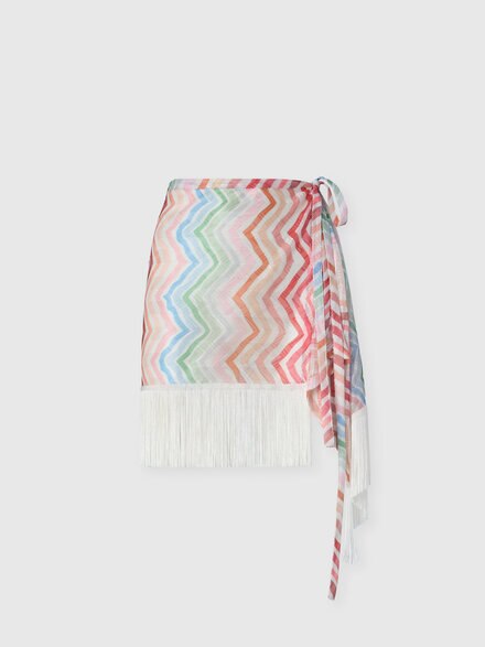 Mini-jupe portefeuille avec imprim&eacute; zig zag, Rose  - MC25WH00BR016ES30GI