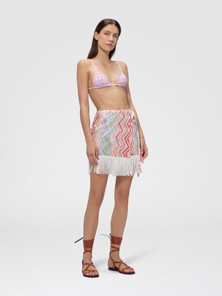 Mini-jupe portefeuille avec imprim&eacute; zig zag, Rose  - MC25WH00BR016ES30GI