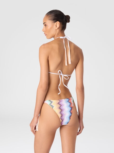 Triangle bikini with tassels and faded stripes, Multicoloured  - MC25WP00BR013XSM9UC