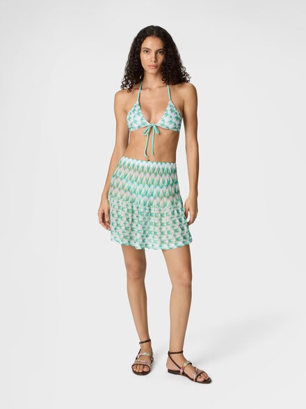 Mini skirt in floral-pattern viscose, Multicoloured  - MC26SH00BR014IS72OR