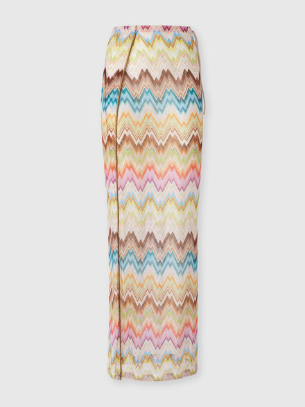 Long pareo skirt with irregular zig zag print, Multicoloured  - MC26SH02BR015HSMSNZ