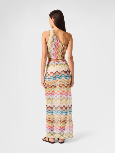 Long pareo skirt with irregular zig zag print, Multicoloured  - MC26SH02BR015HSMSNZ