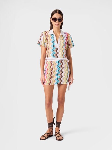 Mini-jupe par&eacute;o en &eacute;ponge imprim&eacute;e, Multicolore  - MC26SH03BJ00QVSMSNZ