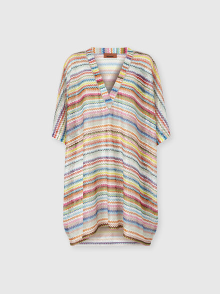 Caft&aacute;n corto de playa en tul estampado zigzag, Multicolor  - MC26SQ00BR014LSM9ZA