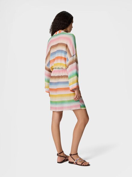 Short kimono cover-up with d&eacute;grad&eacute; zigzag pattern, Multicoloured  - MC26SQ01BR014GSM9X2