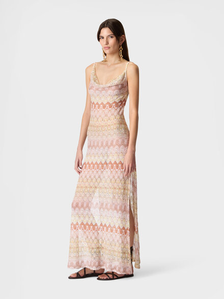 Cubreba&ntilde;ador largo de encaje flammeado, Rosa & Dorado - MC26SQ02BR015FS2099