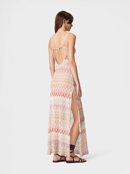 Cubreba&ntilde;ador largo de encaje flammeado, Rosa & Dorado - MC26SQ02BR015FS2099