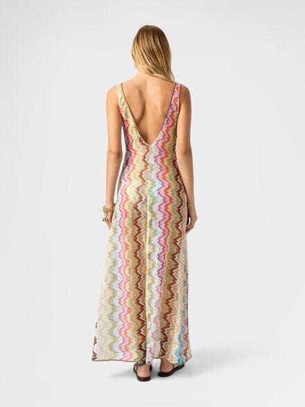 Long cover-up with deep v-neckline, Multicoloured  - MC26SQ08BR015HSMSNZ