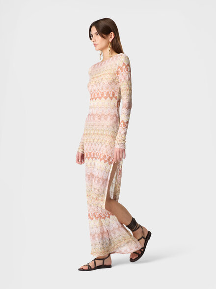 Cubreba&ntilde;ador largo de encaje flammeado, Rosa & Dorado - MC26SQ0ABR015FS2099