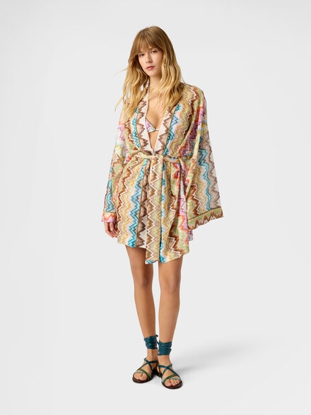 Cover-up with adjustable belt and zig zag print, Multicoloured  - MC26SQ0CBR015HSMSNZ