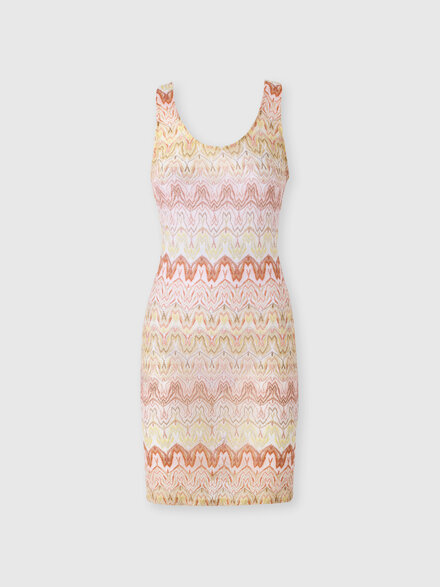 Women&rsquo;s short cover-up in space-dye lace, Pink & Gold - MC26SQ0DBR015FS2099