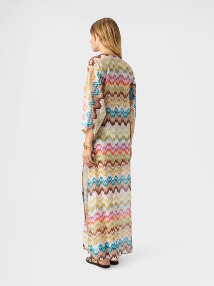 Caftan cover-up with irregular zig zag print, Multicoloured  - MC26SQ0EBR015HSMSNZ