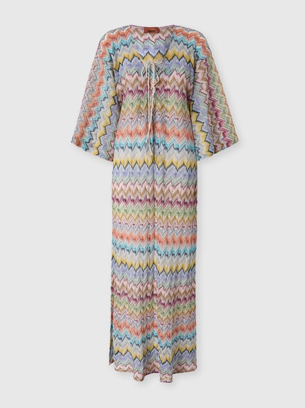 Caftano copricostume lungo in viscosa lam&eacute;, Multicolore  - MC26SQ0EBR015YSMSOR