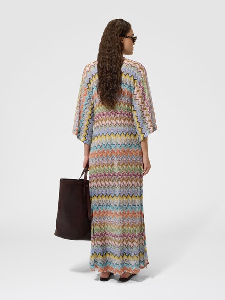 Caftano copricostume lungo in viscosa lam&eacute;, Multicolore  - MC26SQ0EBR015YSMSOR