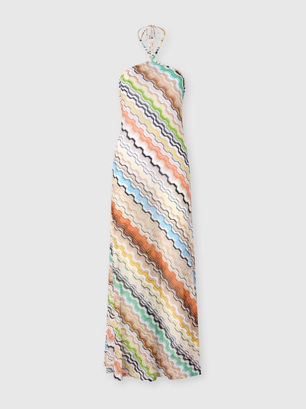 Couvre-maillot long avec d&eacute;collet&eacute; am&eacute;ricain et motif grec, Multicolore  - MC26SQ0FBR015ESMSNP