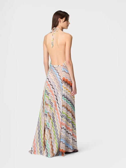 Couvre-maillot long avec d&eacute;collet&eacute; am&eacute;ricain et motif grec, Multicolore  - MC26SQ0FBR015ESMSNP