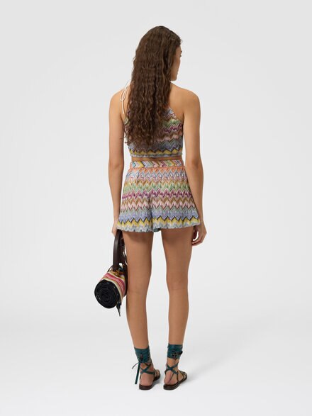 Shorts copricostume in viscosa lam&eacute;, Multicolore  - MC26WI00BR015YSMSOR
