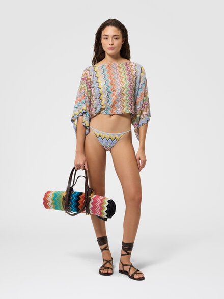 Top copricostume in viscosa lam&eacute; con maniche a pipistrello, Multicolore  - MC26WK00BR015YSMSOR