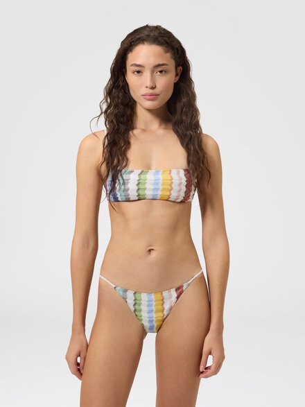 Bikini in tulle zig zag con top a fascia, Multicolore  - MC26WP00BR015ZSMSP1