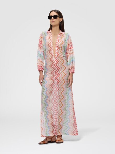 Copricostume long imprim&eacute; zig zag, Rose  - MC26WQ00BR016ES30GI