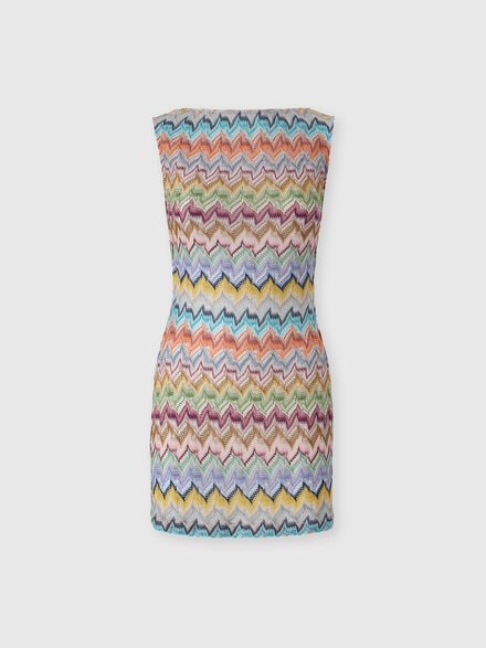 Mini-abito in viscosa lam&eacute; con cut out, Multicolore  - MC26WQ01BR015YSMSOR