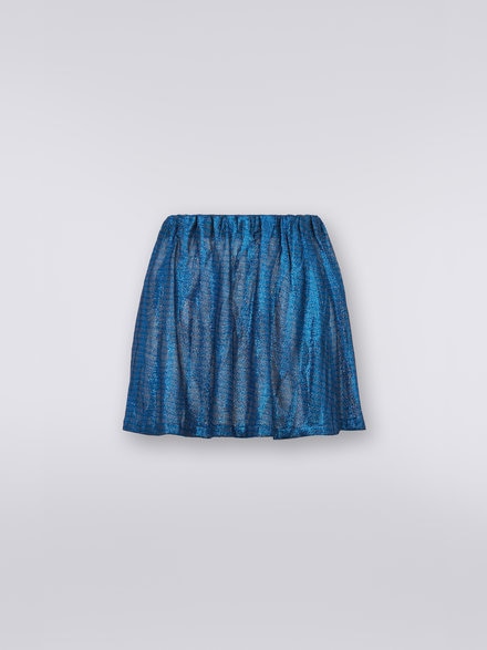 Mini-jupe en maille de viscose jacquard, Bleu - MS22SH08BT006OS72D0