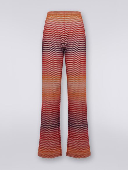 Straight trousers in tulle with multicoloured zigzag, Pink - MS22SI08BR00URS414T