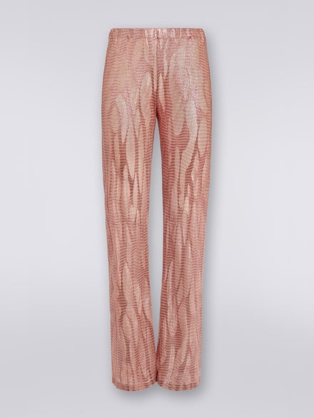 Straight trousers in jacquard viscose knit, Pink - MS22SI08BT006OS30CH