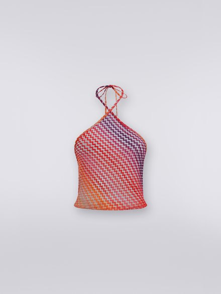 American neckline top with multicoloured zigzag, Pink - MS22SK08BR00URS414T