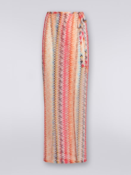 Jupe longue cache-maillot en tulle à chevrons, PINK SHADE CHEVRON - MS23SH0QBR00T6S30C7