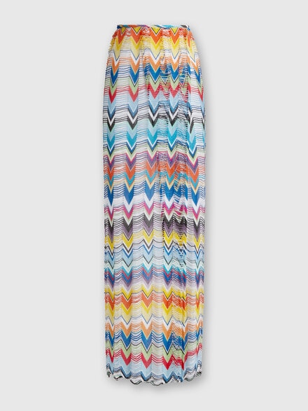 Long wide weave cover-up skirt with lurex, Multicoloured  - MS24SH0EBR00XISM9D9